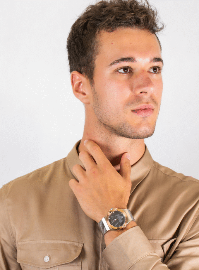 Montre Maserati Homme - POTENZA - R8853108007 -  Bracelet en Acier Inoxydable - Maille Milanaise - Cadran Noir Rose Or - Résistant à l'eau