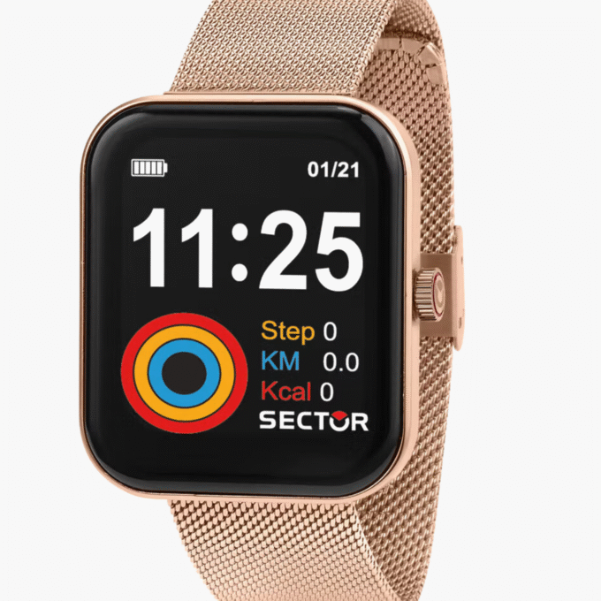 Montre Connectée SECTOR S03 - R3253282002 - Bracelet en Acier Inoxydable Doré - Affichage Numérique - Résistant à l'eau