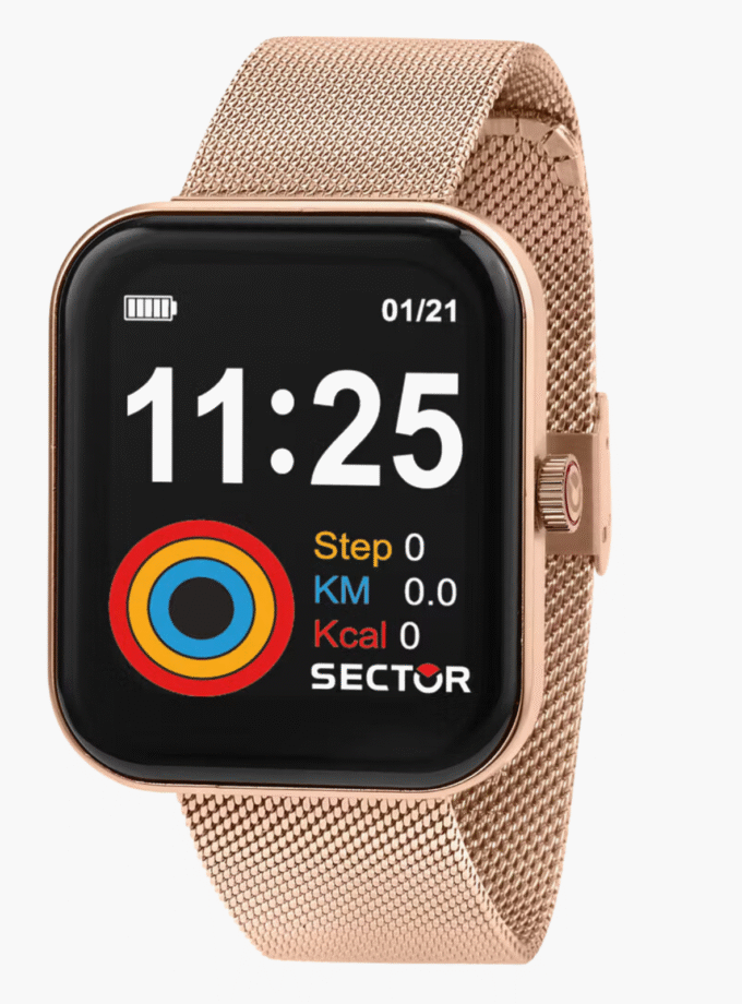 Montre Connectée SECTOR S03 - R3253282002 - Bracelet en Acier Inoxydable Doré - Affichage Numérique - Résistant à l'eau