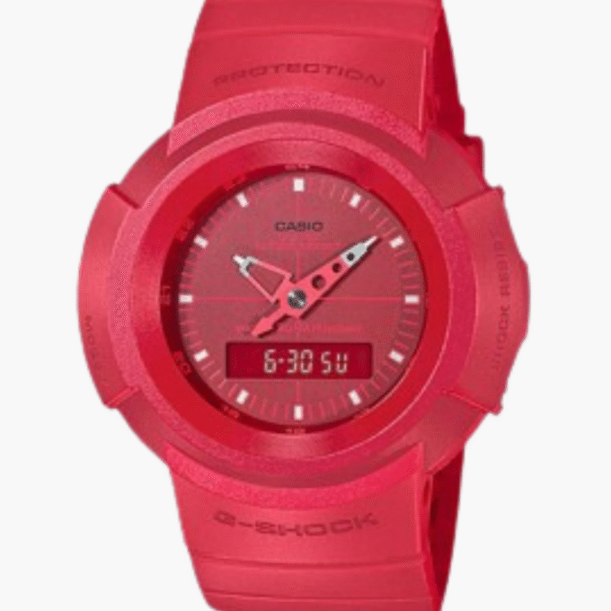 Montre Homme Casio G-SHOCK - AW-500BB-4EDR - Bracelet en Résine Rouge - Affichage analogique - Résistant à l'eau