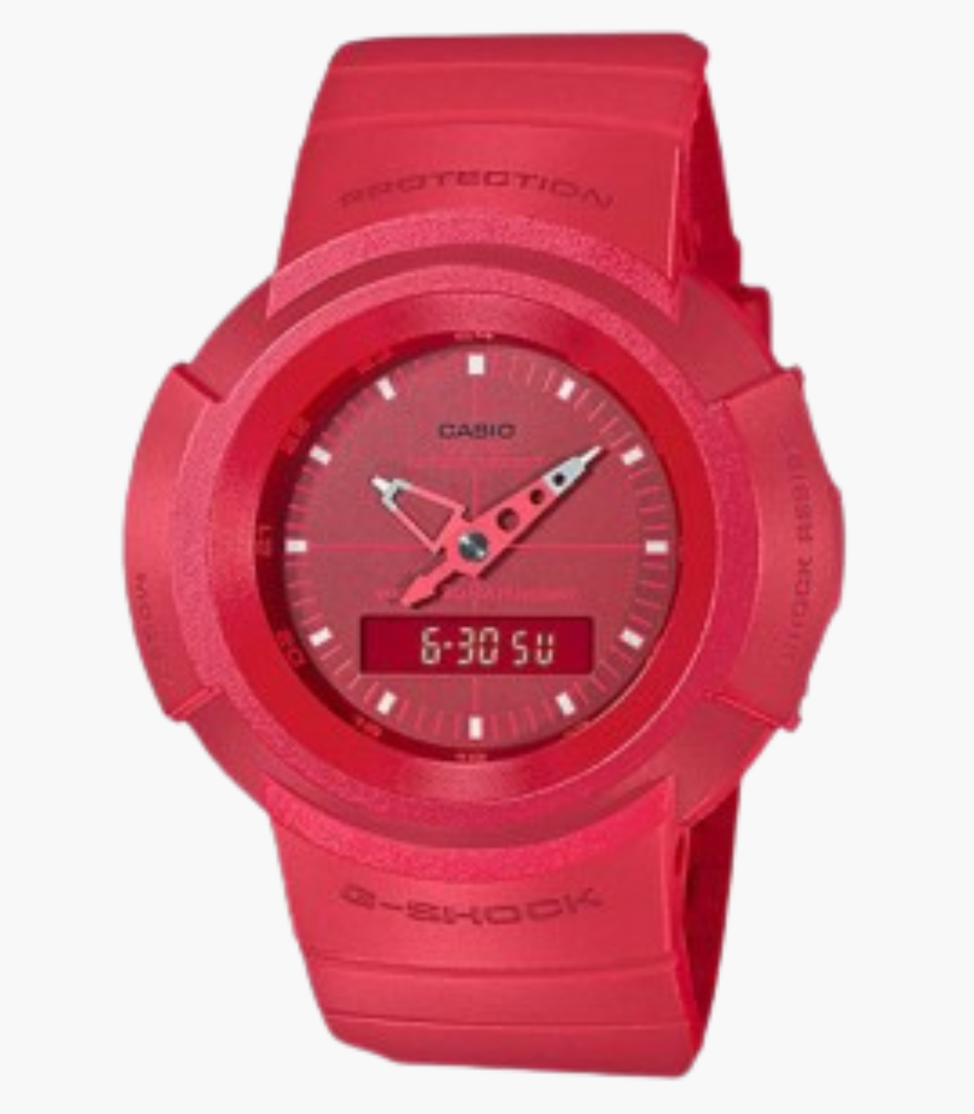 Montre Homme Casio G-SHOCK - Analogique & Numérique, Chronomètre, Alarme, Résistant aux chocs et à l’eau 200m - Bracelet Résine Rouge - Verre Minéral - AW-500BB-4EDR