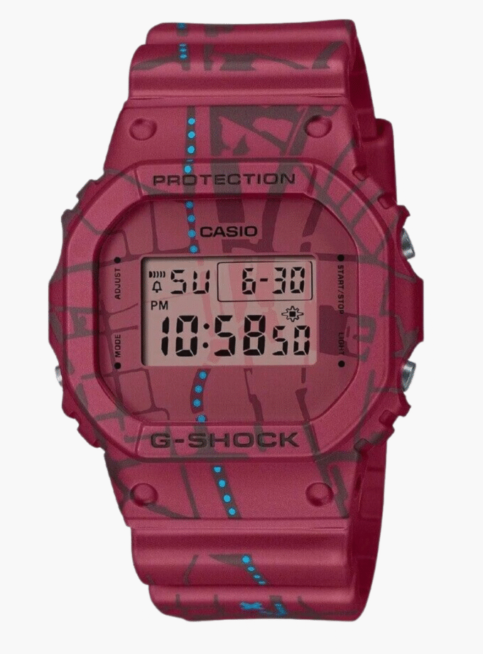 Montre Homme Casio G-SHOCK - DW-5600SBY-4DR - Bracelet en Résine - Rouge Bordeau - Affichage numérique - Résistant à l'eau