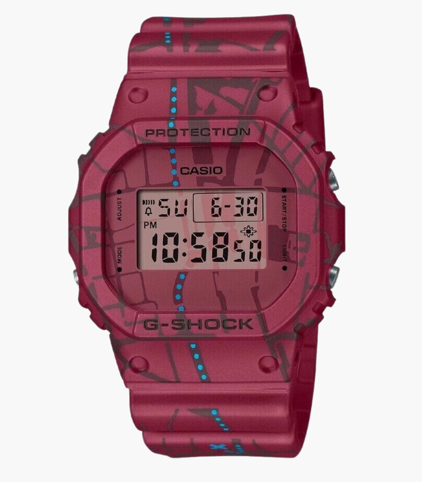 Montre Homme Casio G-SHOCK - DW-5600SBY-4DR - Bracelet en Résine - Rouge Bordeau - Affichage numérique - Résistant à l'eau