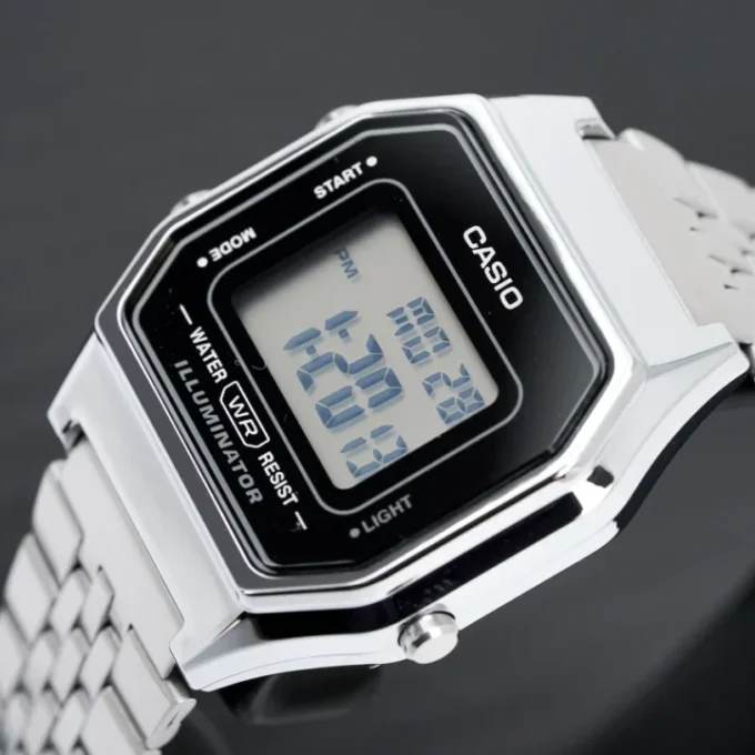 aiwatch_LA680WA-1DF - Montre Casio Vintage - LA680WA-1DF - Bracelet en Acier Inoxydable - Affichage Numérique - Résistant à l'eau