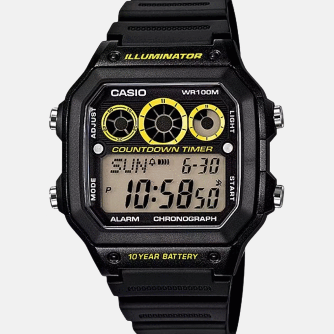 Montre Homme Casio - AE-1300WH-1AVDF - Bracelet en Résine noir - A1ffichage Numérique - Résistant à l'eau