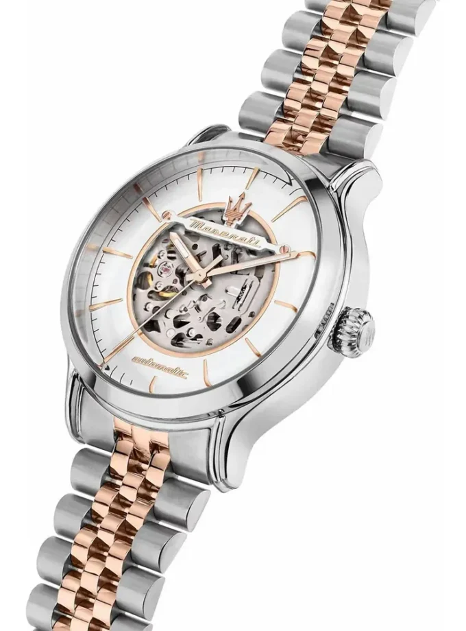 Montre Homme Maserati EPOCA AUTOMATIQUE – R8823118011 – Bracelet  Bicolor en Acier Inoxydable – Revêtement en CRISTAL DE SAPHIR- RESISTANCE A L’EAU 10 ATM