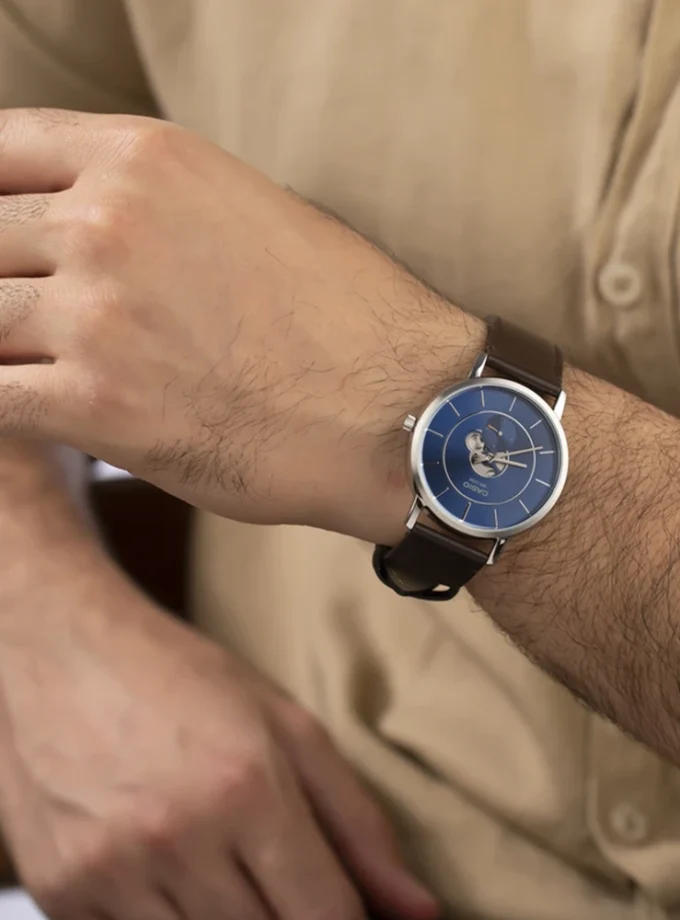 montre homme casio mtp b130l 2avdf bracelet en cuir marron affichage analogique résistant à l'eau