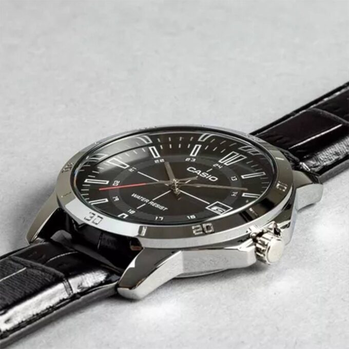 Montre Homme Casio - MTP-V004L-1CUDF - Bracelet en Cuir Noir - Affichage analogique - Résistant à l'eau