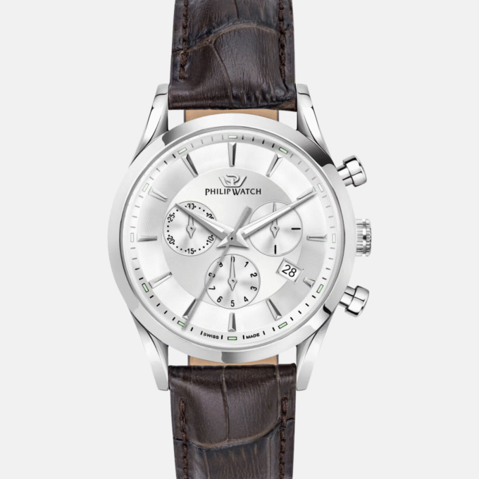 MONTRE PHILIP WATCH SUNRAY - R8271680003 - BRACELET EN CUIR VERITABLE - AFFICHAGE ANALOGIQUE - RESISTANT A L'EAU - Verre Saphir