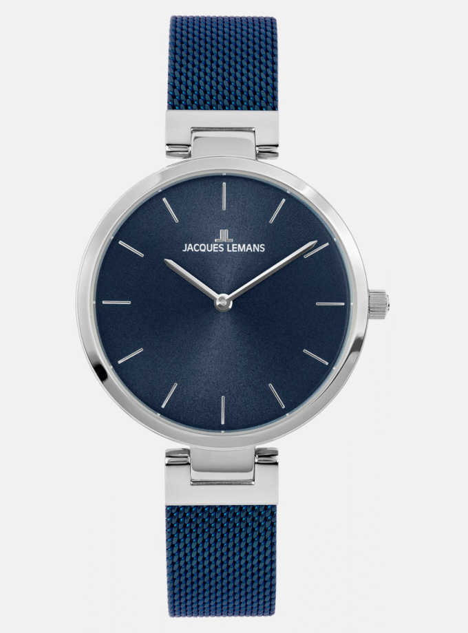 Montre Femme Jacques Lemans - 1-2110G - Bracelet en Acier inoxydable bleu - Affichage analogique - Résistant à l'eau