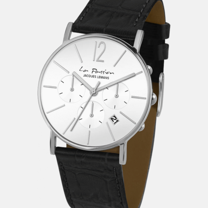 Montre Homme Jacques Lemans - LP-123I - Bracelet en Cuir noir - Affichage analogique - Résistant à l'eau