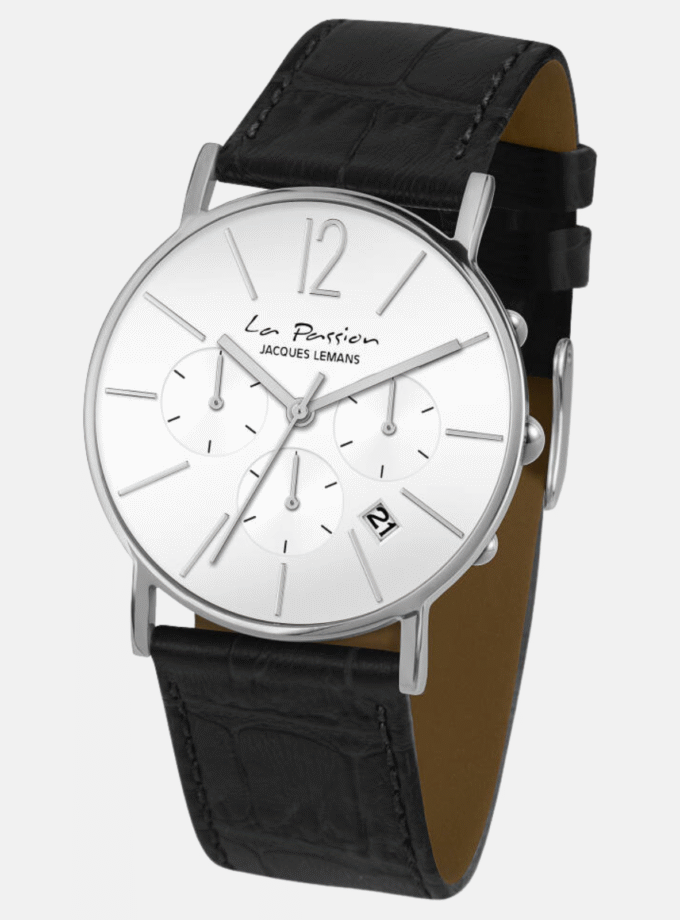 Montre Homme Jacques Lemans - LP-123I - Bracelet en Cuir noir - Affichage analogique - Résistant à l'eau