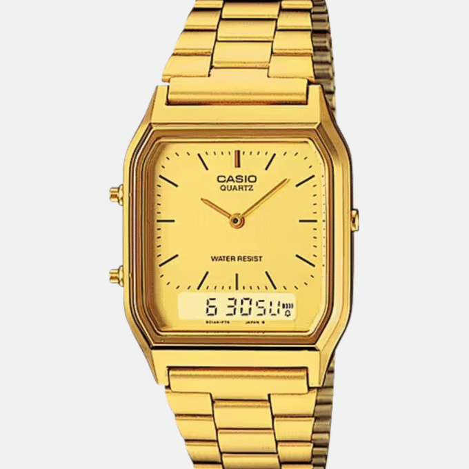 Montre Homme Casio - AQ-230GA-9DMQ - Bracelet en Acier Inoxydable doré - Affichage analogique - numérique - Résistant à l'eau