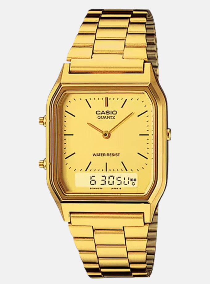 Montre Homme Casio - AQ-230GA-9DMQ - Bracelet en Acier Inoxydable doré - Affichage analogique - numérique - Résistant à l'eau