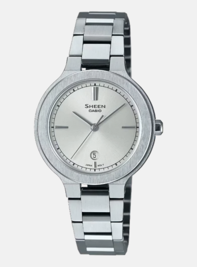 Montre Femme Casio SHEEN - SHE-4559D-7AUDF - Bracelet en Acier Inoxydable - Affichage analogique - Résistant à l'eau - Verre Saphir