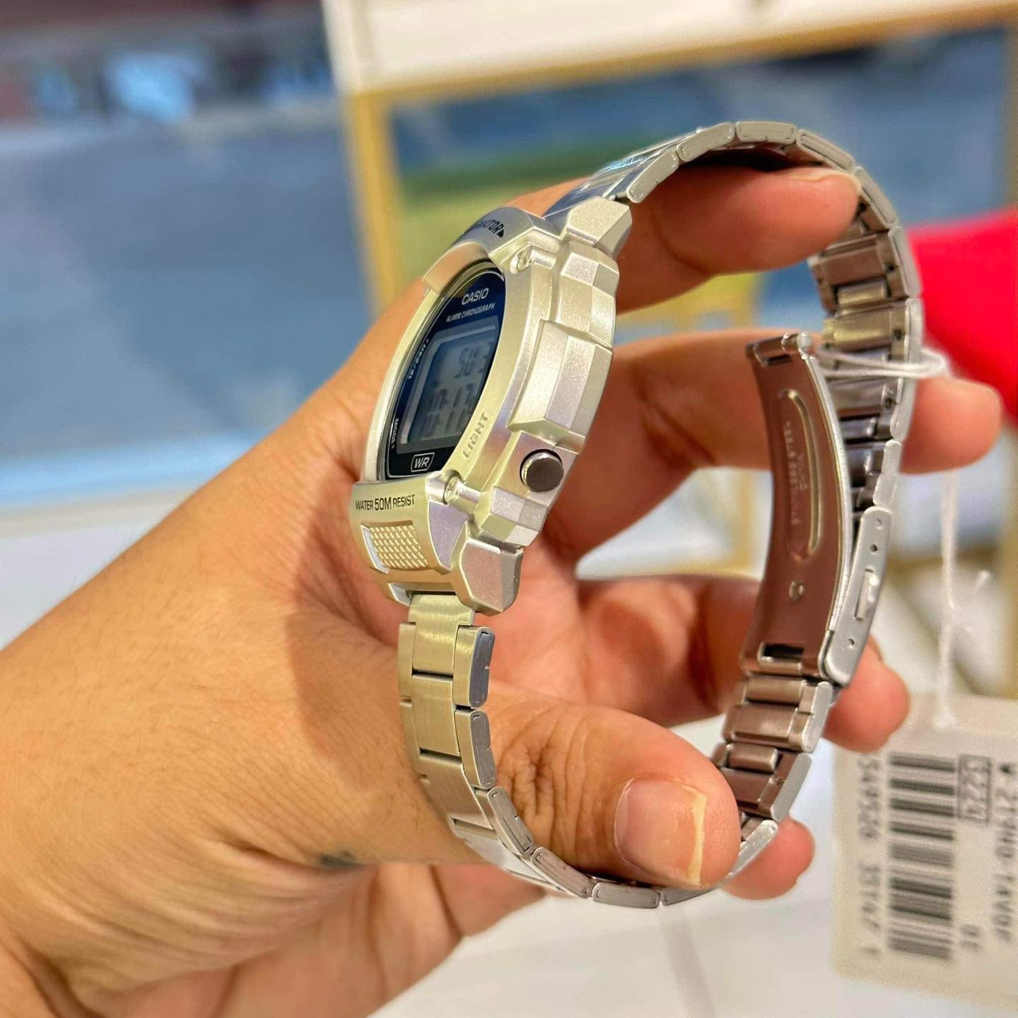 montre homme casio w 219hd 1avdf bracelet en acier inoxydable affichage numérique résistant à l'eau