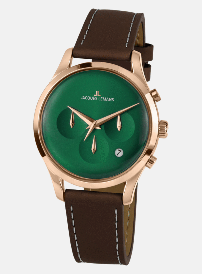 Montre Homme Jacques Lemans - 1-2067H - Bracelet en Cuir Marron - Affichage analogique - Résistant à l'eau