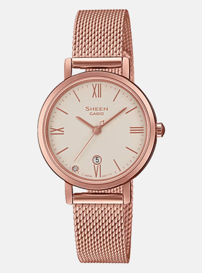 Montre Femme Casio SHEEN - SHE-4540CGM-4AUDF - Bracelet en Acier Inoxydable Doré - Affichage analogique - Résistant à l'eau - Verre Saphir