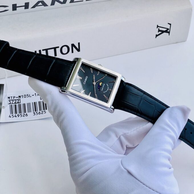 Montre Homme Casio - MTP-M105L-1AVDF - Cadran carré - Bracelet en Cuir Noir - Affichage analogique - Résistant à l'eau