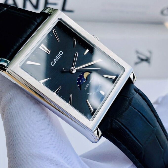 Montre Homme Casio - MTP-M105L-1AVDF - Cadran carré - Bracelet en Cuir Noir - Affichage analogique - Résistant à l'eau