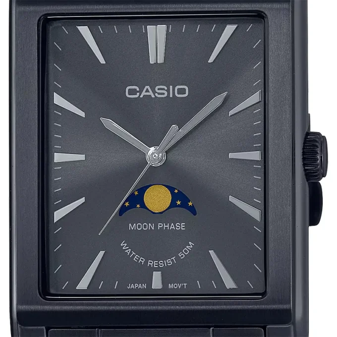 montre homme casio mtp m105b 1avdf bracelet en acier inoxydable noir affichage analogique résistant à l'eau