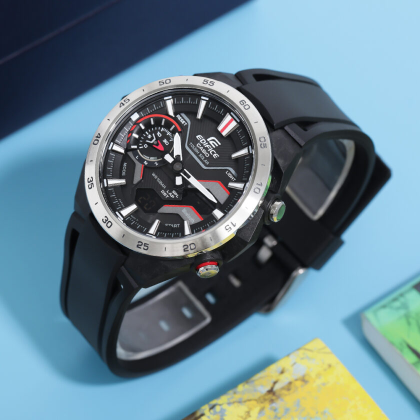montre homme casio edifice ecb 2200p 1adf bluetooth affichage analogique résistant à l'eau verre saphir