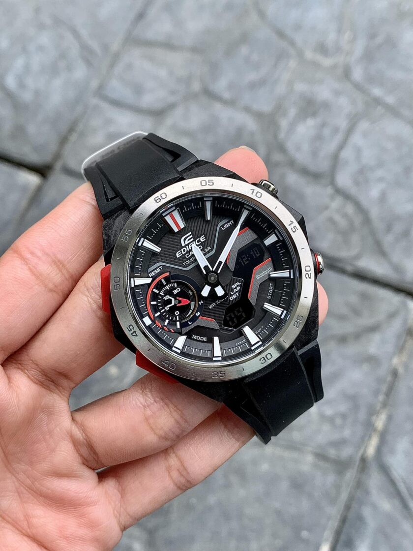 montre homme casio edifice ecb 2200p 1adf bluetooth affichage analogique résistant à l'eau verre saphir