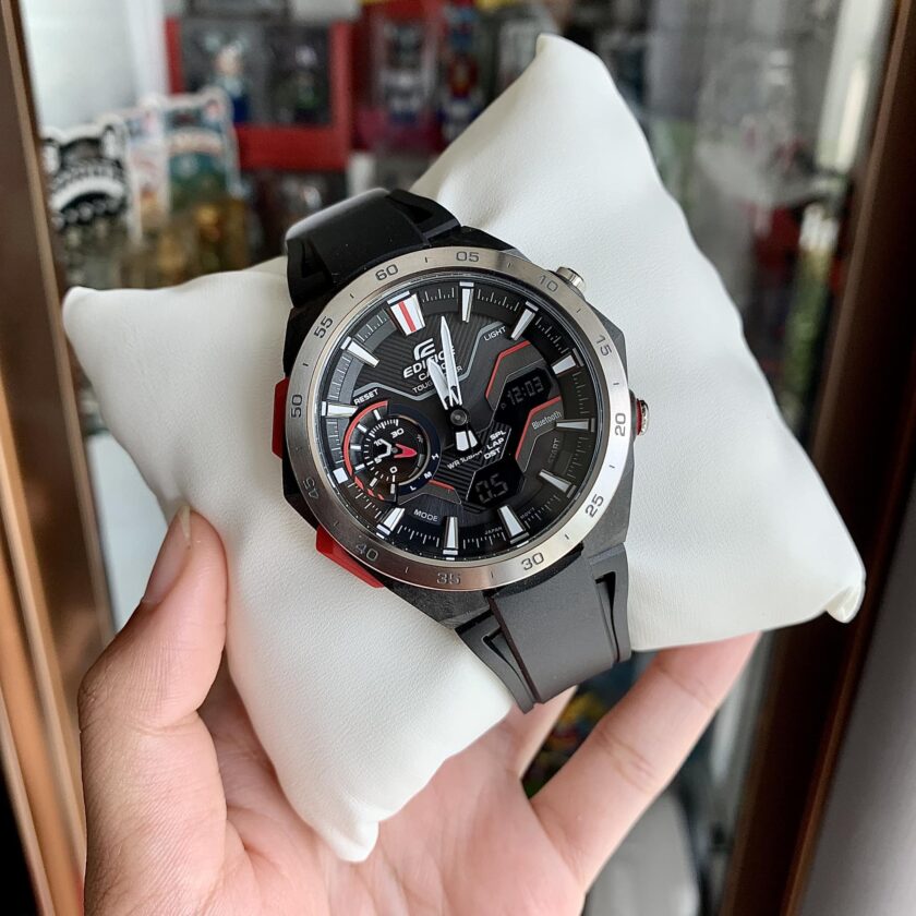 montre homme casio edifice ecb 2200p 1adf bluetooth affichage analogique résistant à l'eau verre saphir