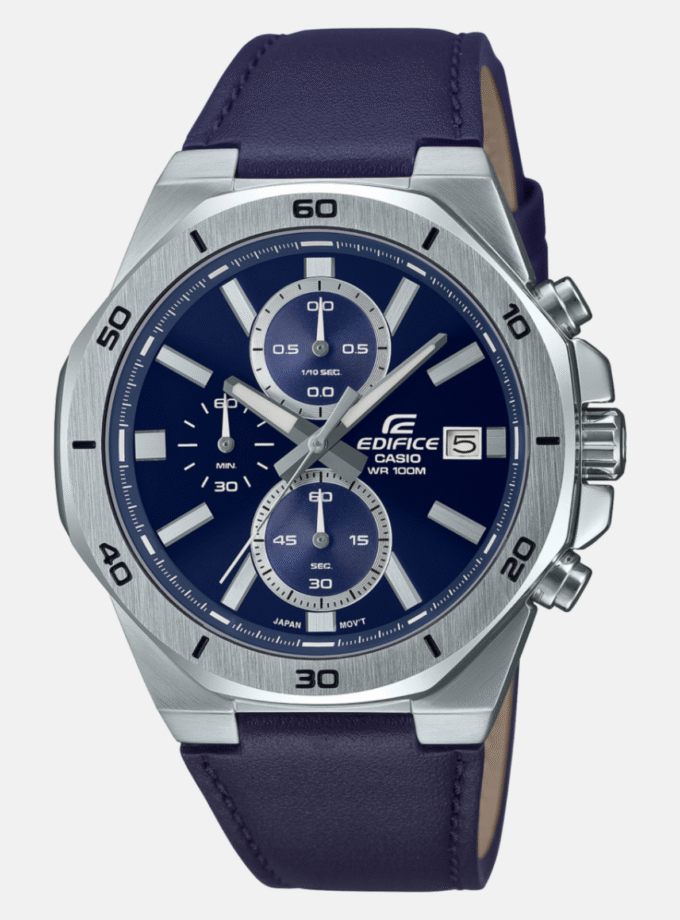 Montre Homme Casio EDIFICE - EFV-640L-2AVUDF - Bracelet en Cuir Véritable bleu - Affichage analogique - Résistant à l'eau