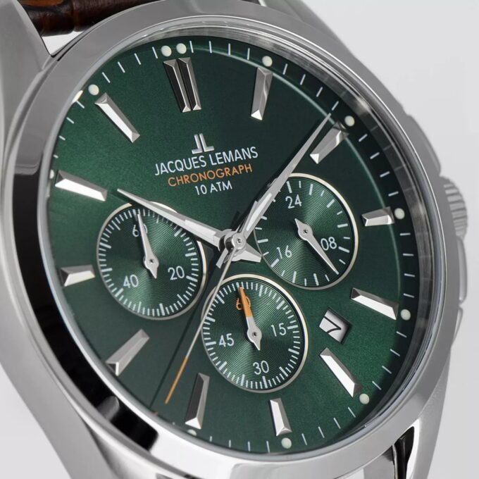 Montre Homme JACQUES LEMANS Derby 1-1945.1C - Bracelet en Cuir marron - Affichage analogique - Résistant à l'eau