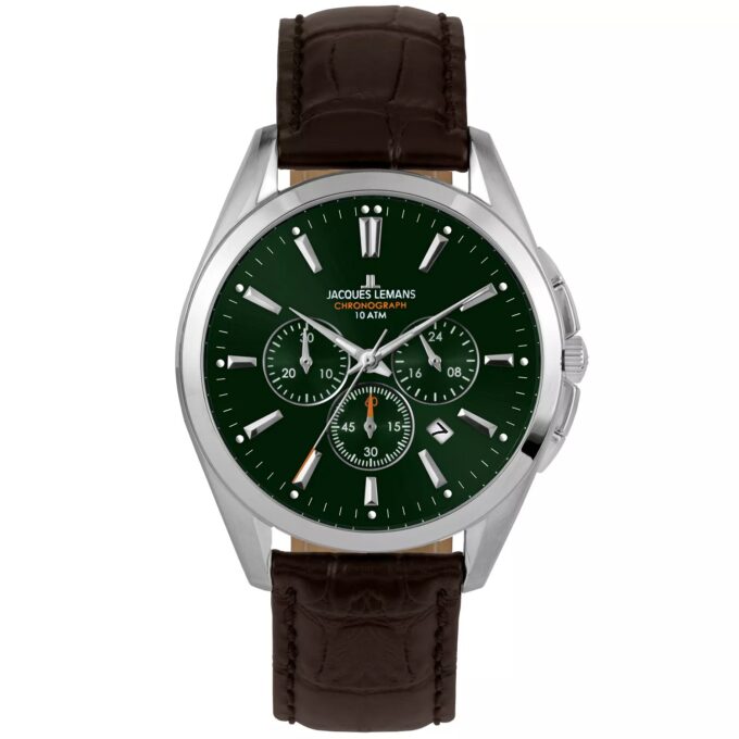 montre homme jacques lemans derby 1 1945.1c bracelet en cuir marron affichage analogique résistant à l'eau