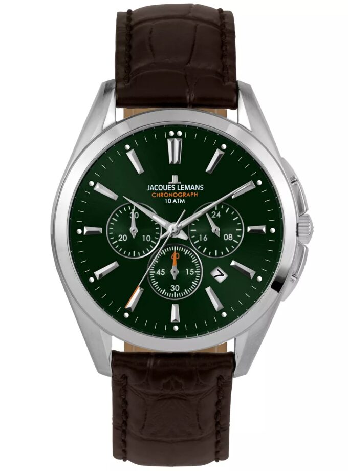 montre homme jacques lemans derby 1 1945.1c bracelet en cuir marron affichage analogique résistant à l'eau