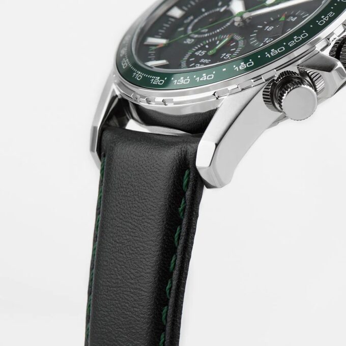 Montre Homme Jacques Lemans Liverpool - 1-2099C - Bracelet Vert Cuir - Chronographe - Affichage analogique - Résistant à l'eau - 1-2099C