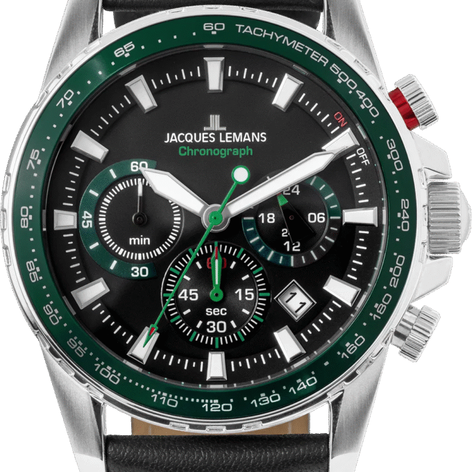 montre homme jacques lemans liverpool 1 2099c bracelet noir en cuir chronographe affichage analogique résistant à l'eau