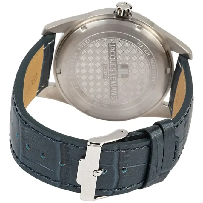 Montre Homme Jacques Lemans - 1-2022.1D - Bracelet en Cuir bleu - Affichage analogique - Résistant à l'eau
