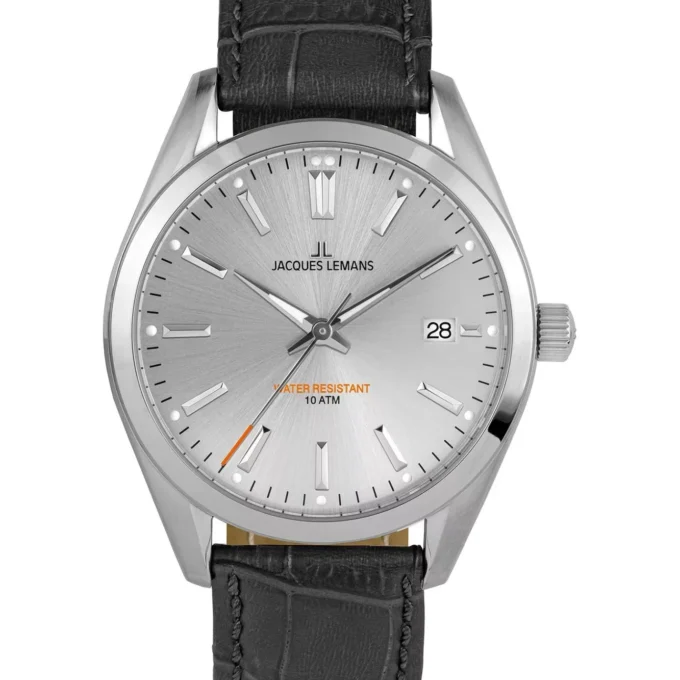 Montre Homme Jacques Lemans Derby 1-1859I - Bracelet en Cuir noir - Affichage analogique - Résistant à l'eau