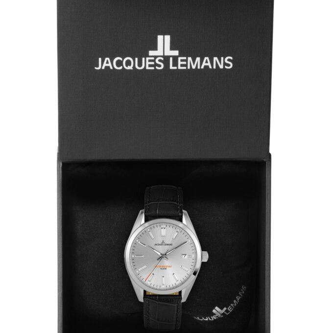 Montre Homme Jacques Lemans Derby 1-1859I - Bracelet en Cuir noir - Affichage analogique - Résistant à l'eau