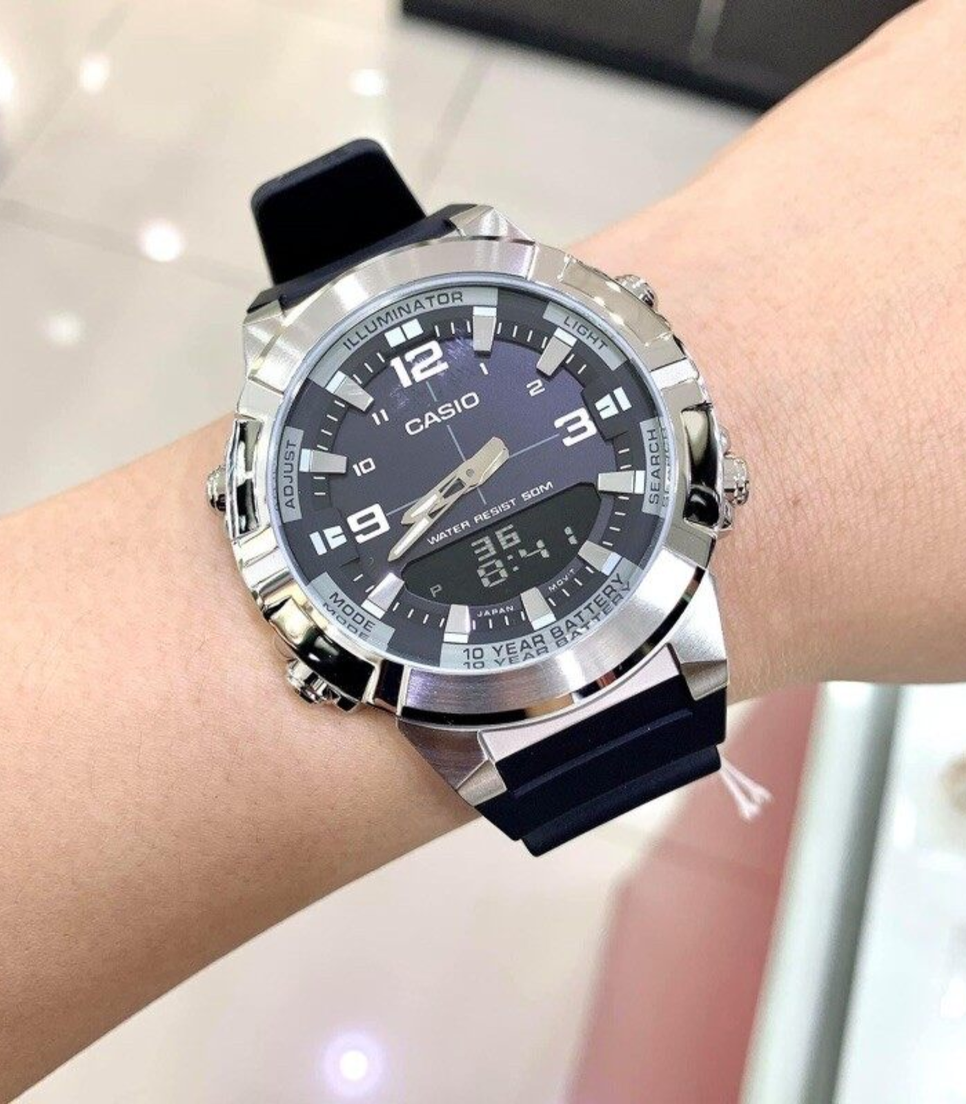 Montre Homme Casio - AMW-870-1AVDF - Bracelet en Résine Noir - Affichage analogique - Résistant à l'eau – Image 3