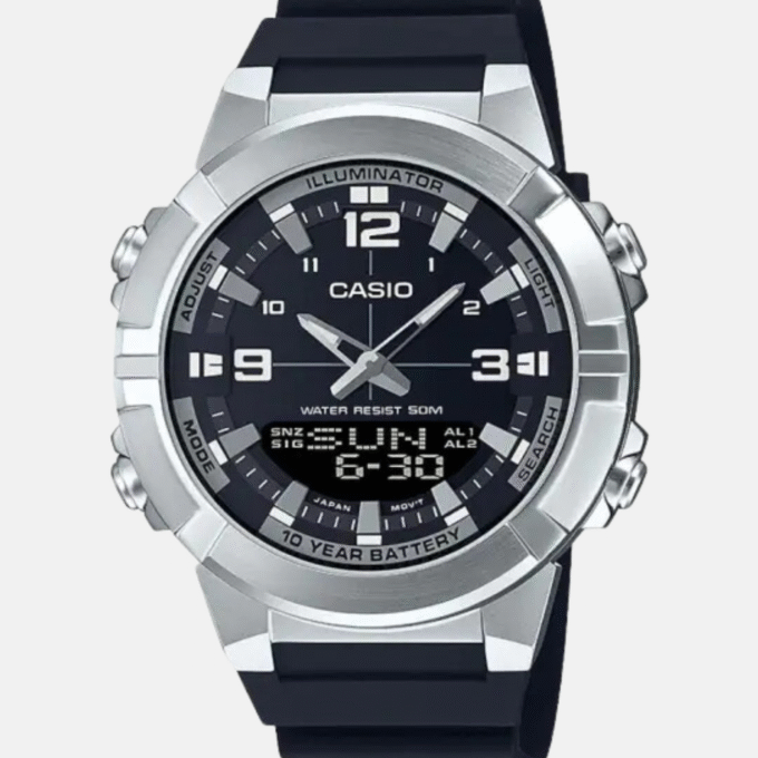 Montre Homme Casio - AMW-870-1AVDF - Bracelet en Résine Noir - Affichage analogique - Résistant à l'eau