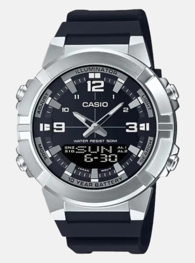 Montre Homme Casio - AMW-870-1AVDF - Bracelet en Résine Noir - Affichage analogique - Résistant à l'eau