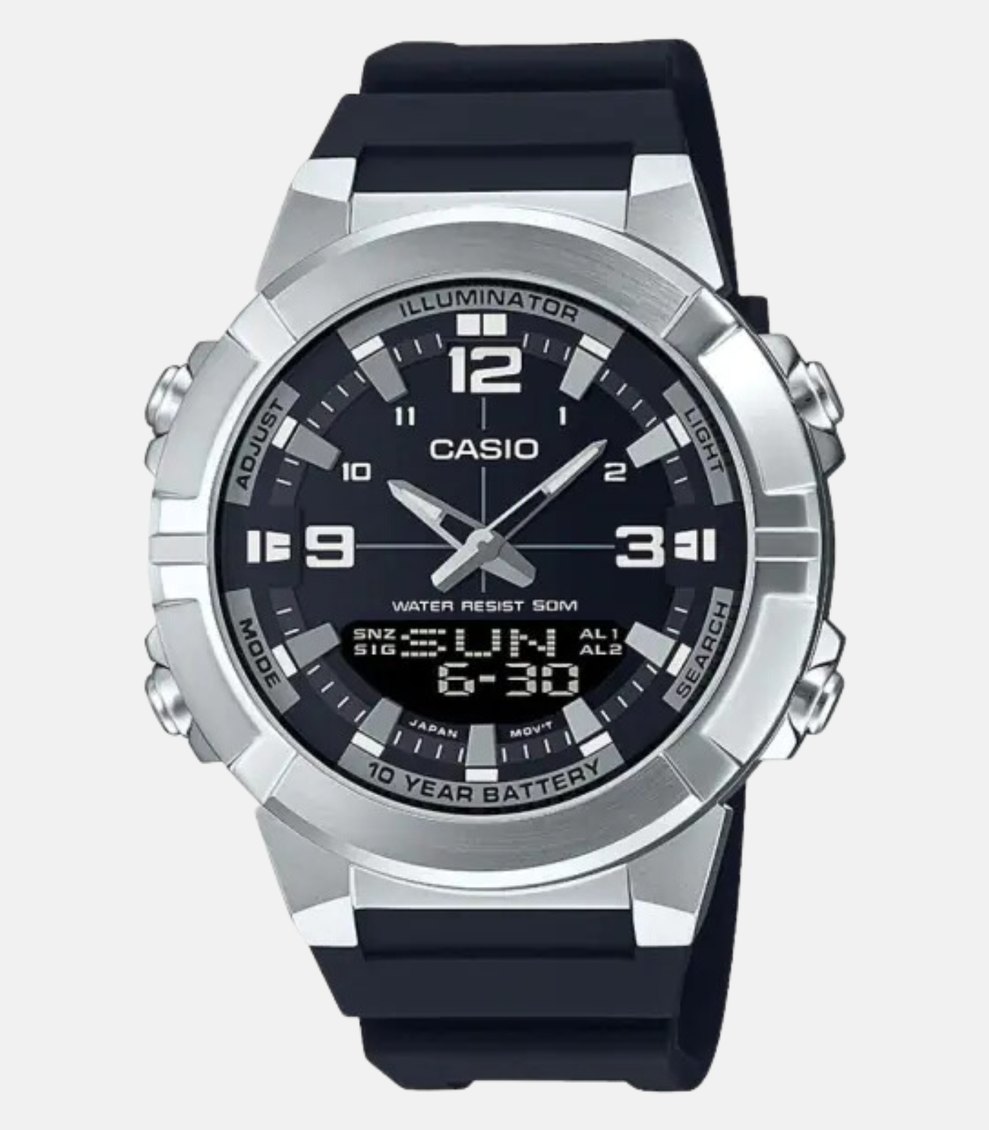 Montre Homme Casio - AMW-870-1AVDF - Bracelet en Résine Noir - Affichage analogique - Résistant à l'eau