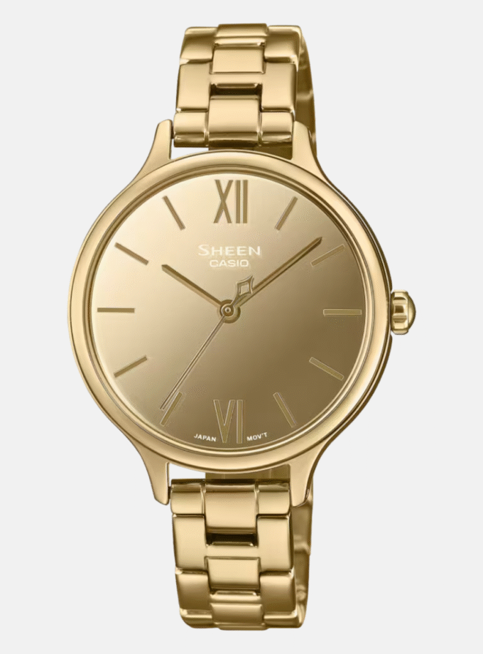 Montre Femme Casio SHEEN - SHE-4560G-9AUDF - Bracelet en Acier Inoxydable Or - Affichage analogique - Résistant à l'eau - Verre Saphir