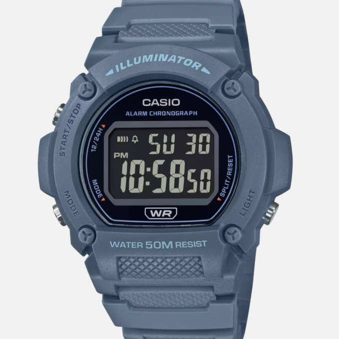 Montre Homme Casio - W-219HC-2BVDF - Bracelet en Résine Bleu - Affichage numérique - Résistant à l'eau