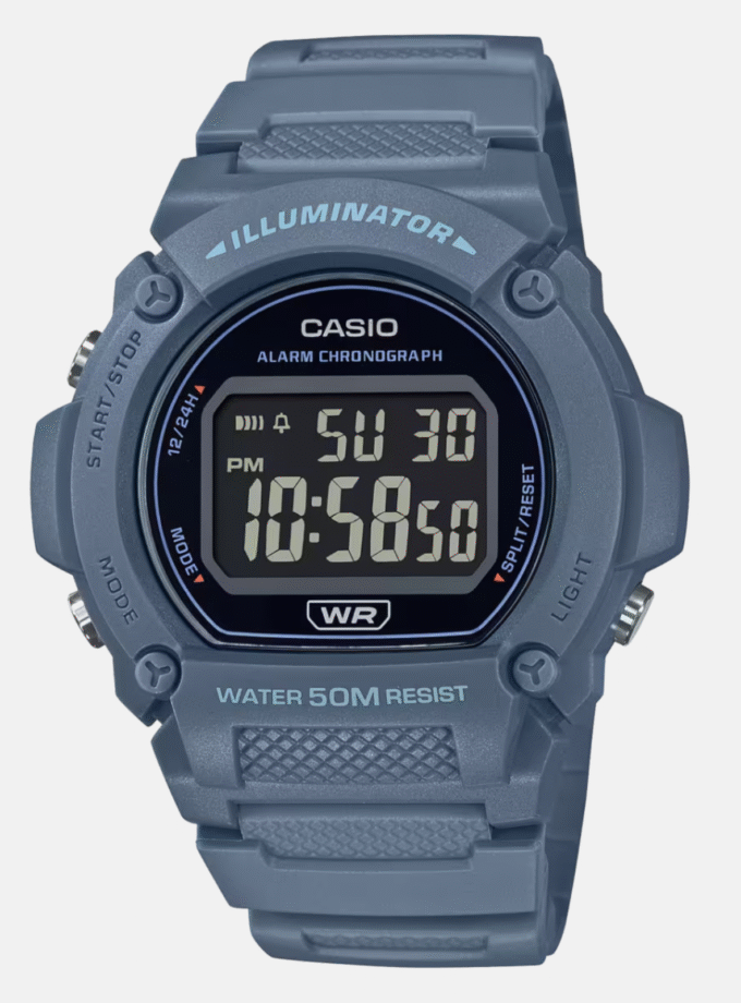 Montre Homme Casio - W-219HC-2BVDF - Bracelet en Résine Bleu - Affichage numérique - Résistant à l'eau