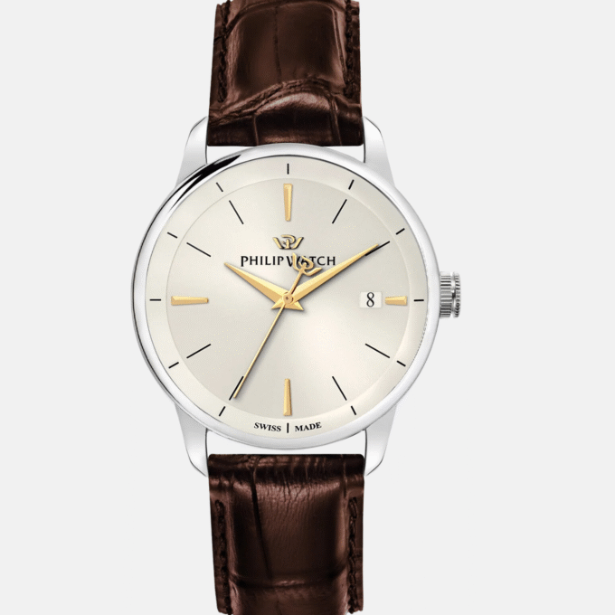 MONTRE HOMME PHILIP WATCH ANNIVERSARY R8251150008 - BRACELET EN CUIR VERITABLE - AFFICHAGE ANALOGIQUE - RESISTANT A L'EAU