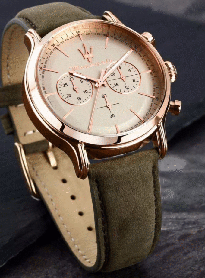 Montre Homme Maserati Epoca R8871633007 - Bracelet en Cuir Véritable - Affichage analogique - Résistant à l'eau