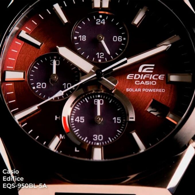 Montre Homme Casio Edifice - EQS-950BL-5AVUDF - Bracelet en Cuir noir - Affichage analogique - Résistant à l'eau