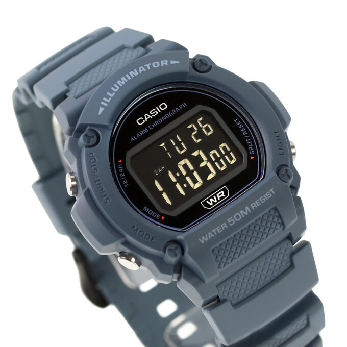 Montre Homme Casio - W-219HC-2BVDF - Bracelet en Résine Bleu - Affichage numérique - Résistant à l'eau