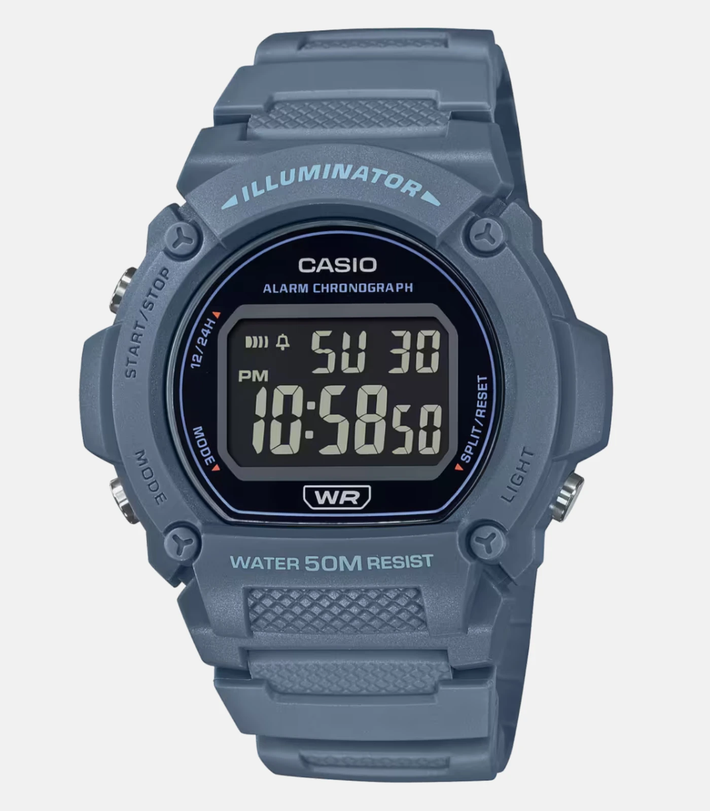 Montre Homme Casio - W-219HC-2BVDF - Bracelet en Résine Bleu - Affichage numérique - Résistant à l'eau