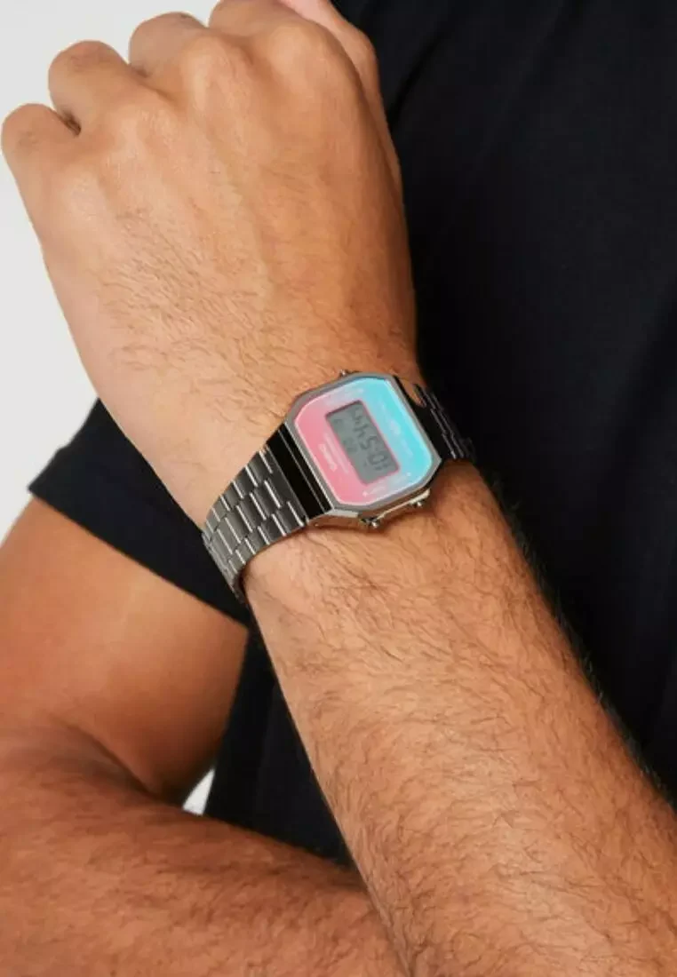 aiwatch_A168WERB-2ADF - Montre Casio Vintage - A168WERB-2ADF - Bracelet en Acier Inoxydable - Affichage numérique - Résistant à l'eau